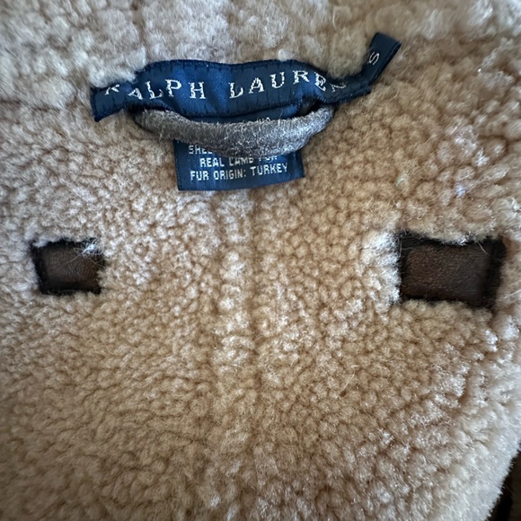 Ralph Lauren Brown Shearling Leather Aviator Bomber Jacket size Small - Picture 14 of 17